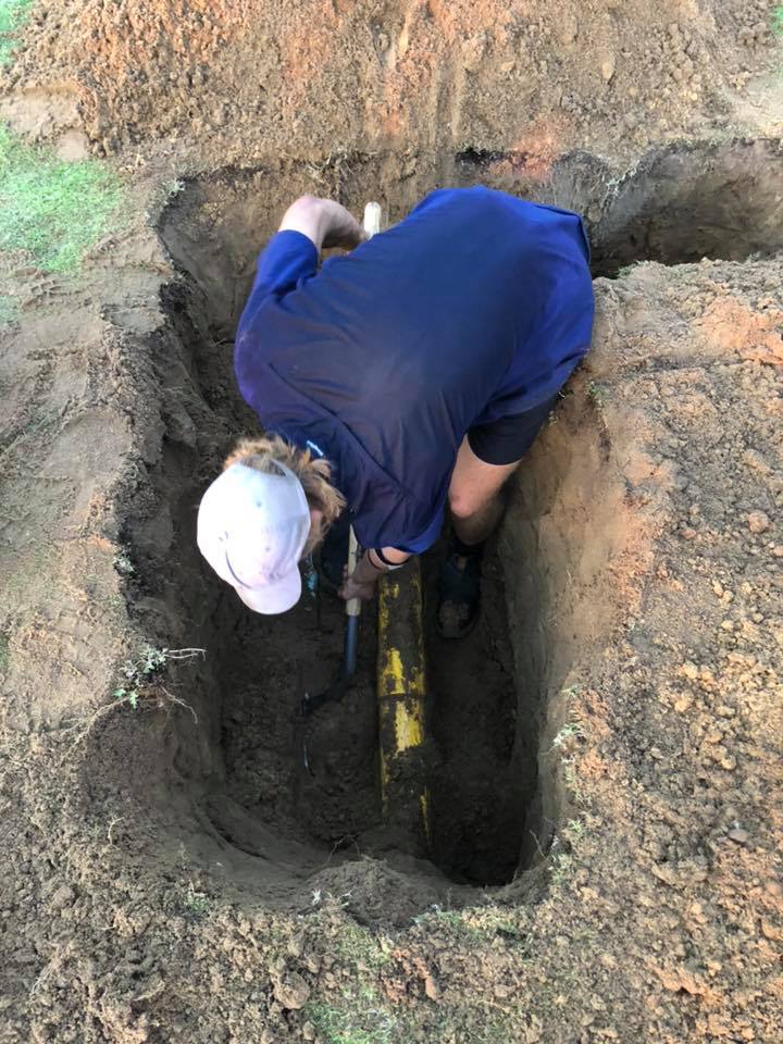 Gas service leak being repaired Gas service leak being repaired